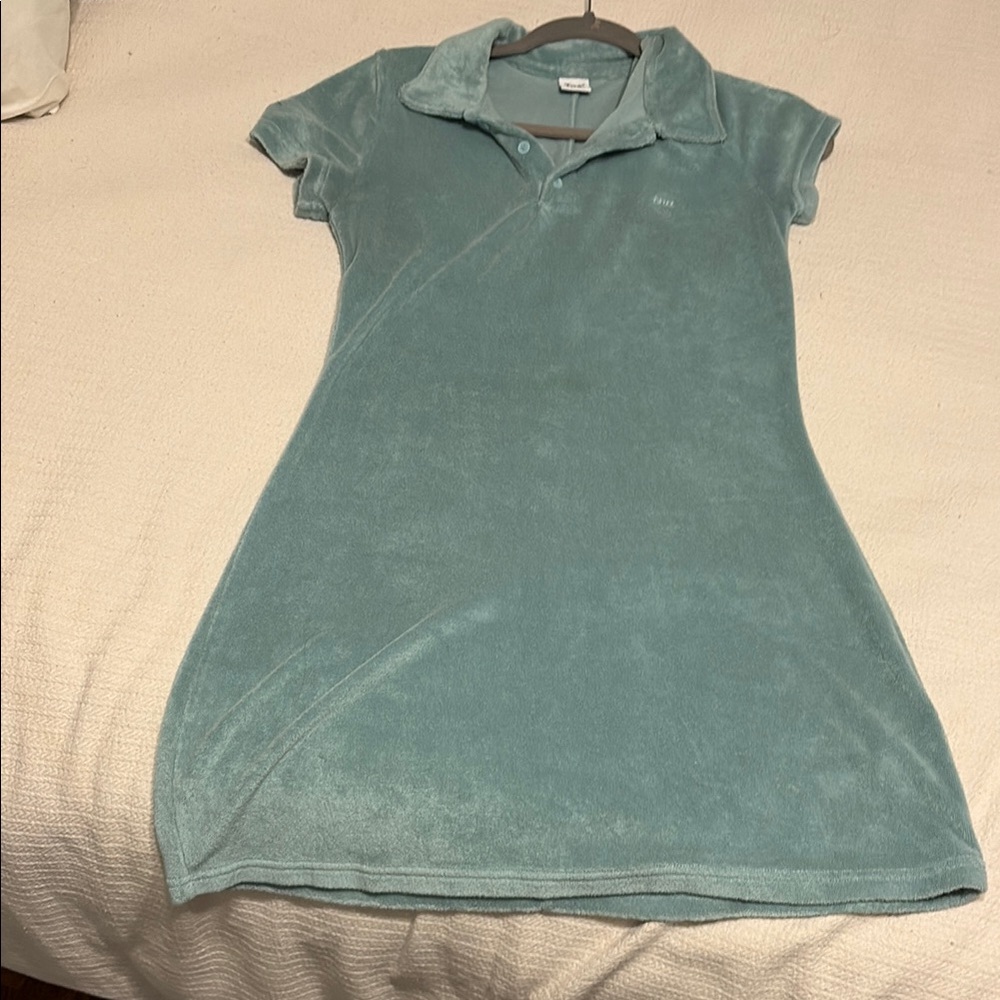 TNA Teal Polo Dress in Terry Cloth